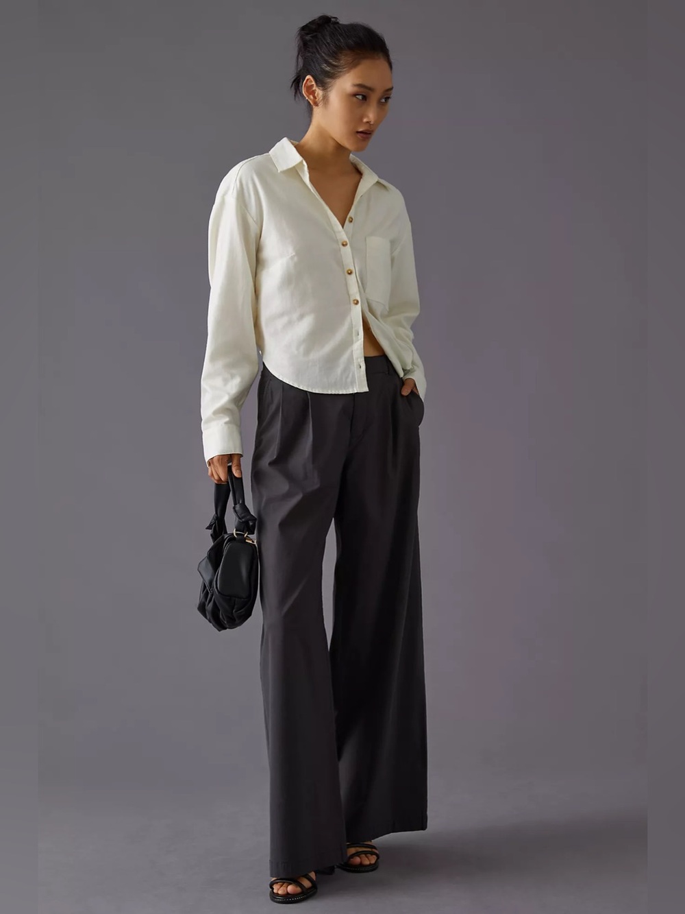 Pilcro Tie-Back Shrunken Button-Up Shirt - Picture 4 of 11